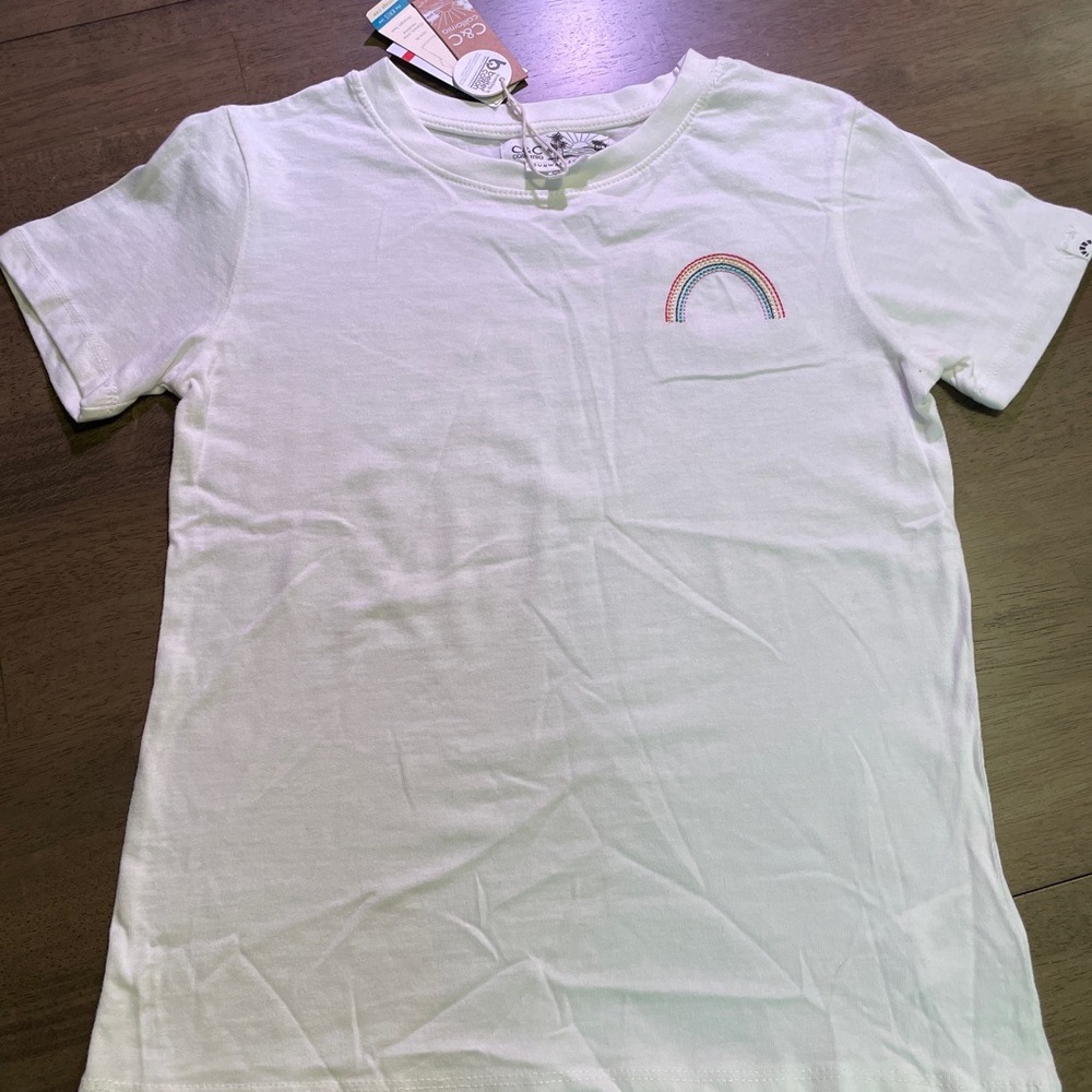 C&C California White Tee with Rainbow Detail